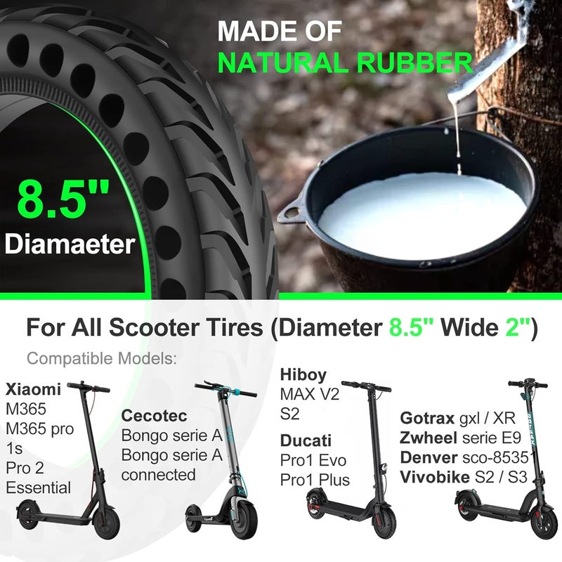BANGTING إطارات صلبة بدون أنابيب 50/75-6.1 للسكوتر الكهربائي، إطارات 8 1/2 x2 لجهاز Gotrax GXL V2 / XR/APEX، استبدال إطارات 8.5x2 بوصة لجهاز Xiaomi Pro 2 / M365 / 1S (أسود 1 قطعة) - Image 2