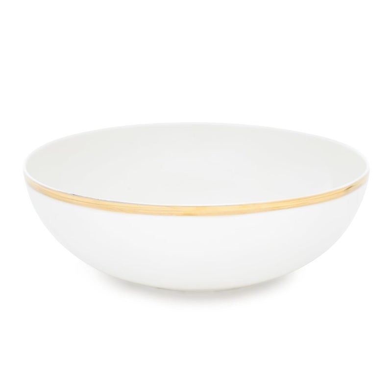 PURE HOME + LIVING PURE HOME + LIVING White Gold Rim Ceramic Serving Bowl for Serving Pasta, Noodle, Maggi, Cereal Microwave Safe Salad Bowl, Mixing Bowl for Snacks - Image 4