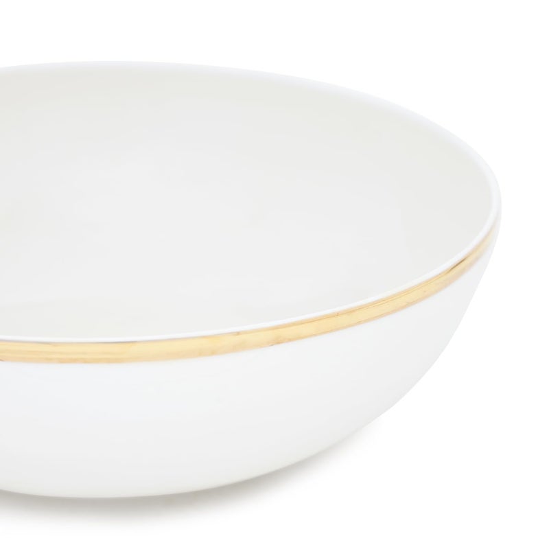 PURE HOME + LIVING PURE HOME + LIVING White Gold Rim Ceramic Serving Bowl for Serving Pasta, Noodle, Maggi, Cereal Microwave Safe Salad Bowl, Mixing Bowl for Snacks - Image 5