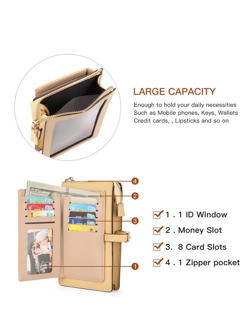 Excefore Large Touch Screen Crossbody Phone Bags for Women, Leather Cross Body Bag Mobile Phone Purse, Mini Shoulder Bags Ladies Handbags, with 8 Credit Card Slots  - Image 2