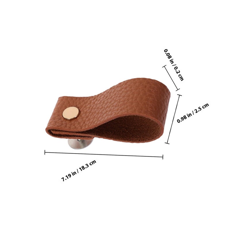 Brown Vintage Drawer Pull Handles 12pcs Pu Leather Cabinet Wardrobe Furniture Pulls - Image 3