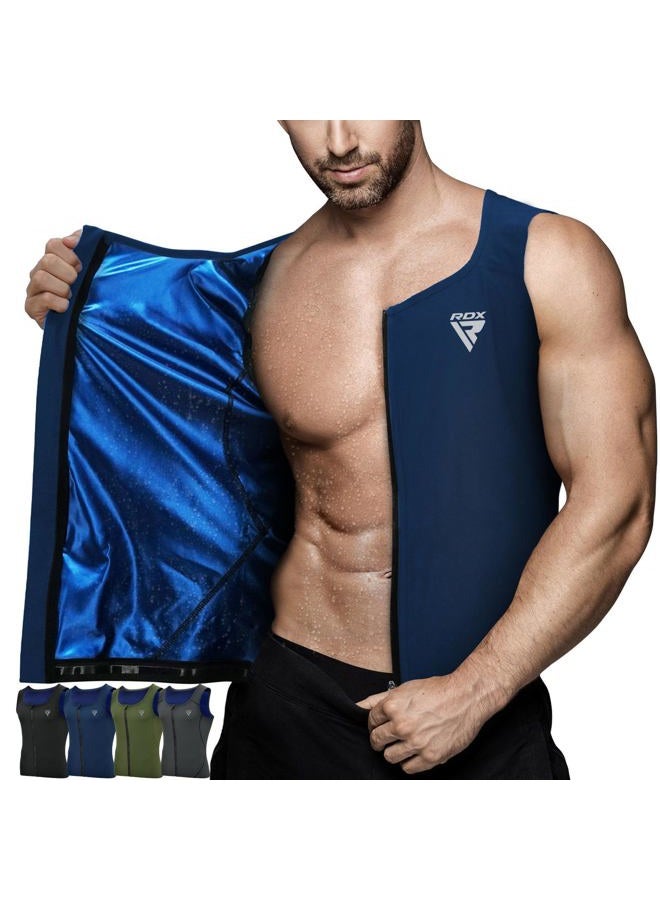 Rdx Men Sauna Vest, Sweat Workout Shirt, Waist Trainer, Corset, Compression Body Shaper Zipper and Seamless - Image 1