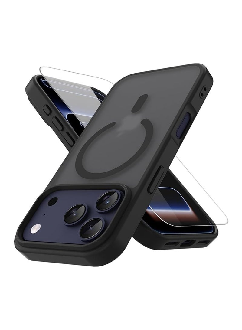 WRISTWISE Case Cover for iPhone 17 Pro with 1 Screen Protector [Military Grade Drop Protection]  Shockproof Ultra-Thin Translucent Matte Protective Case, Black - Image 1