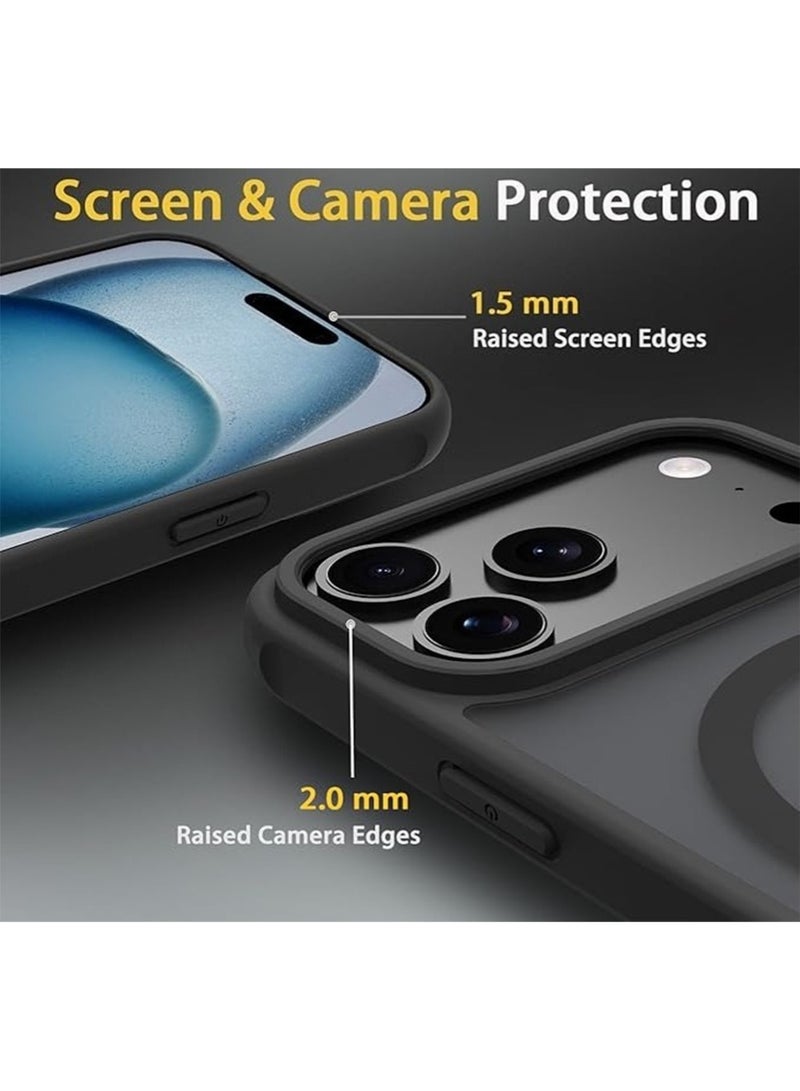 WRISTWISE Case Cover for iPhone 17 Pro with 1 Screen Protector [Military Grade Drop Protection]  Shockproof Ultra-Thin Translucent Matte Protective Case, Black - Image 2