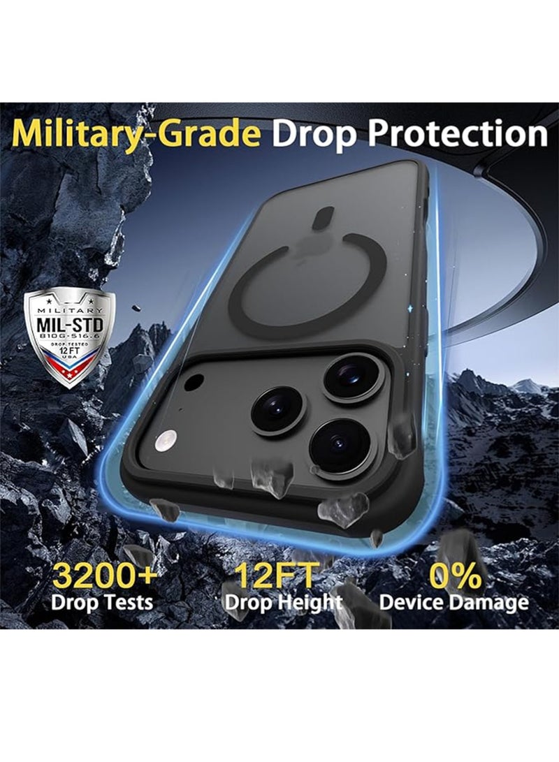 WRISTWISE Case Cover for iPhone 17 Pro with 1 Screen Protector [Military Grade Drop Protection]  Shockproof Ultra-Thin Translucent Matte Protective Case, Black - Image 4