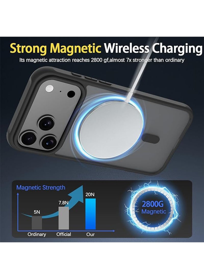 WRISTWISE Case Cover for iPhone 17 Pro with 1 Screen Protector [Military Grade Drop Protection]  Shockproof Ultra-Thin Translucent Matte Protective Case, Black - Image 5