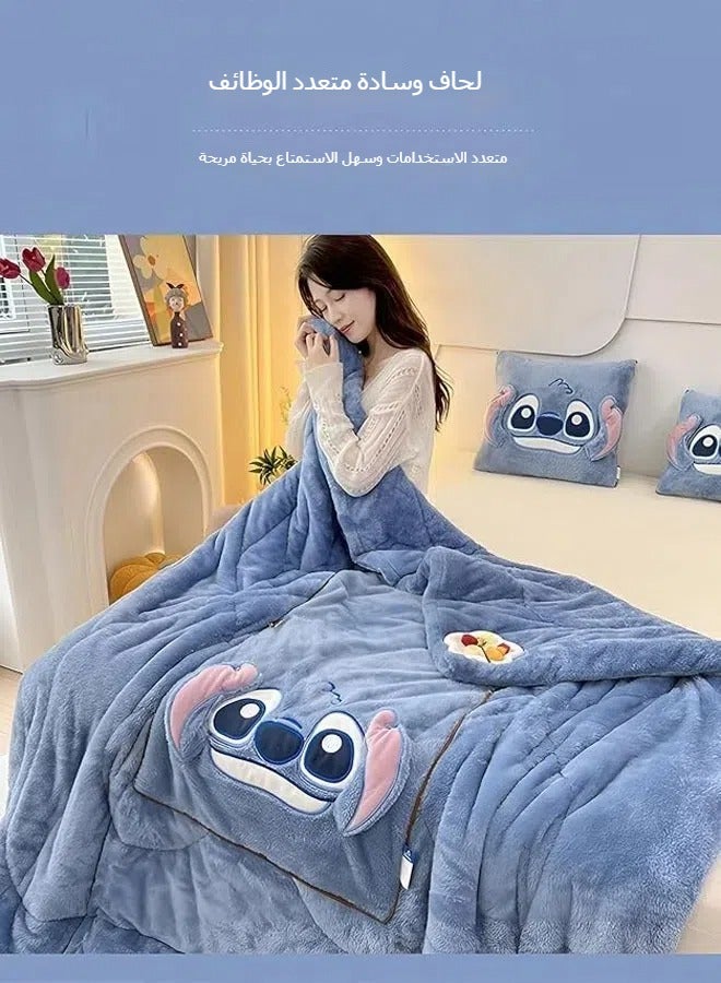 عام بطانيات الأطفال والوسائد 2 في 1 بطانيات السفر الطائرة المفروشات المدمجة بطانيات الفانيلا مريحة للاستخدام المنزلي الأرائك سرير الأرائك - Image 2