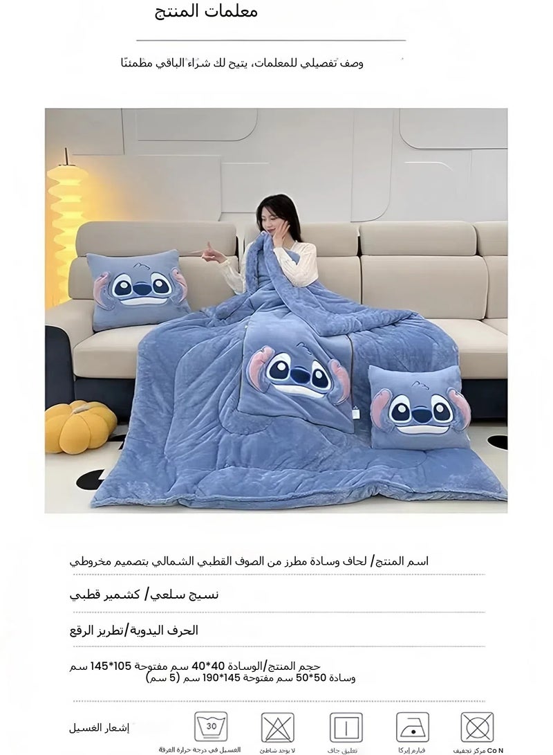 عام بطانيات الأطفال والوسائد 2 في 1 بطانيات السفر الطائرة المفروشات المدمجة بطانيات الفانيلا مريحة للاستخدام المنزلي الأرائك سرير الأرائك - Image 5