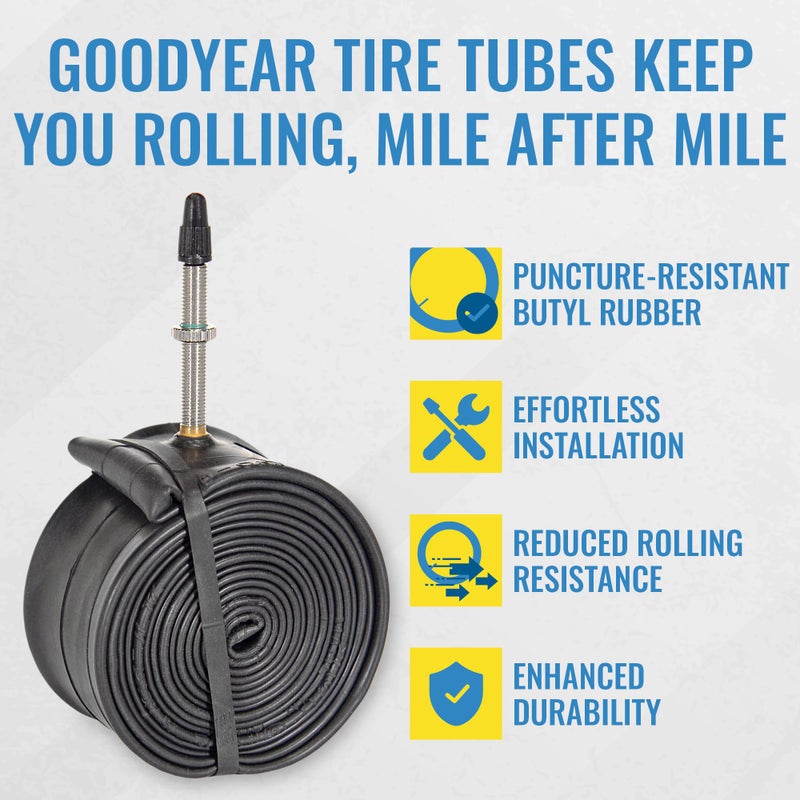 Goodyear 48mm Presta Valve Tube - 29 Inch Butyl Rubber - Durable Mountain Bicycle Tire Tube for Cycling - 29 x 2.1/2.4 - Image 2