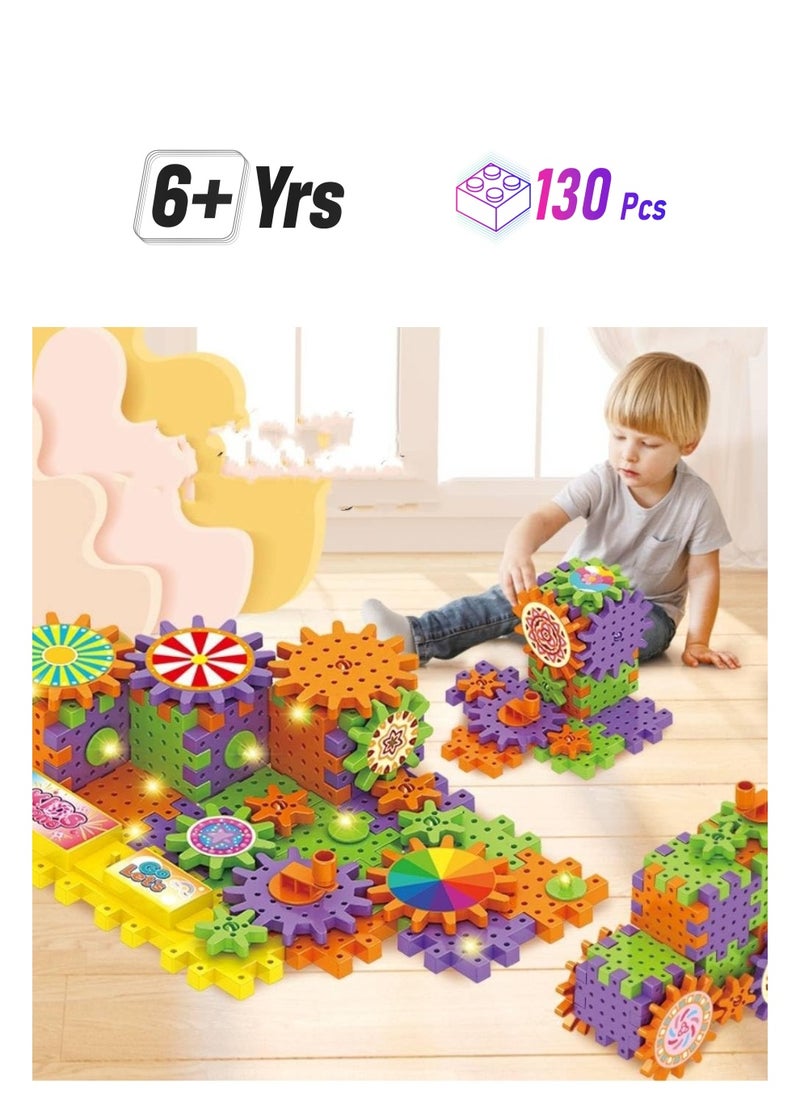 130-Pieces Electric Building Blocks Gear Toys Educational Toddler Toy Kit Construction Toys，Electric Gears toys 130Pcs Deluxe Building Set Ages 3+ Preschool Building Sets, Gears Toys for Kids,Gifts  - Image 1