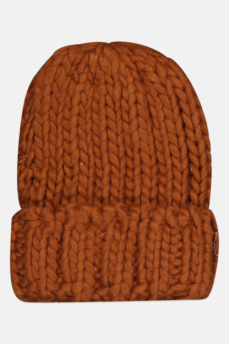 Reserved Kids Girl Crochet Beanie, Brown - Image 3