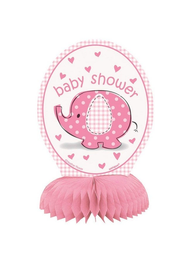 Unique Baby Shower Elephant Honeycomb Decorations 6" Pink - Image 1