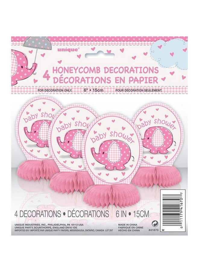 Unique Baby Shower Elephant Honeycomb Decorations 6" Pink - Image 3