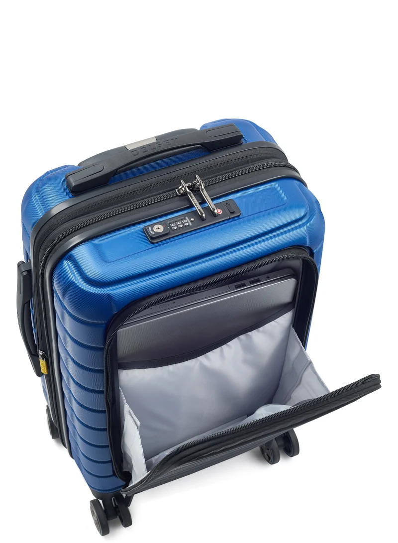 DELSEY Paris Shadow 5.0 55cm Hardcase Expandable 4 Double Wheel Bus Soft Cabin Luggage Trolley Case - Blue