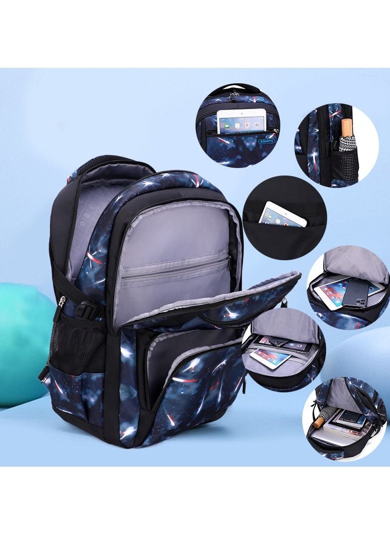 Generic - 3pcs Fashion starry sky schoolbag for boys book bag for 7-15years old kids - Image 1