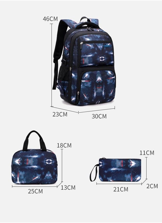 Generic - 3pcs Fashion starry sky schoolbag for boys book bag for 7-15years old kids - Image 1