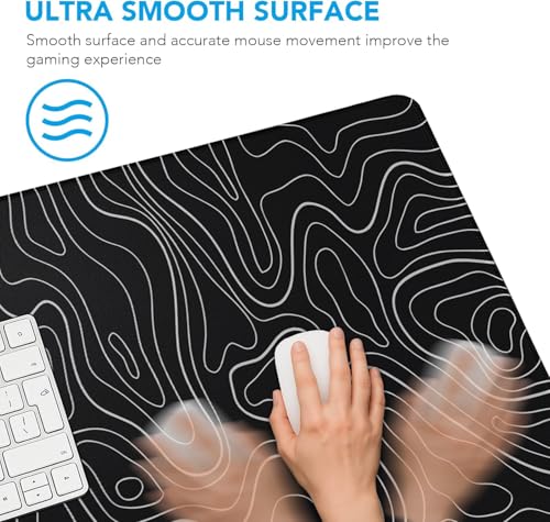 ANTERK Large Mouse Pad, Waterproof Gaming Mousepad with Non-Slip Rubber Base, Stitched Edges, XXL Computer Long Keyboard Mouse Mat for Gamer, Office & Home, 31.5" x 15.7", Black White Lines - Image 2