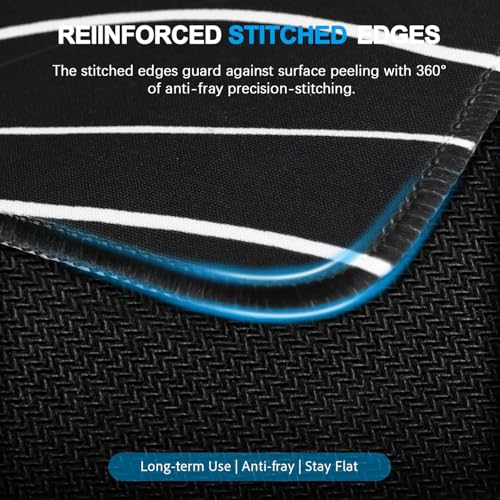 ANTERK Large Mouse Pad, Waterproof Gaming Mousepad with Non-Slip Rubber Base, Stitched Edges, XXL Computer Long Keyboard Mouse Mat for Gamer, Office & Home, 31.5" x 15.7", Black White Lines - Image 3