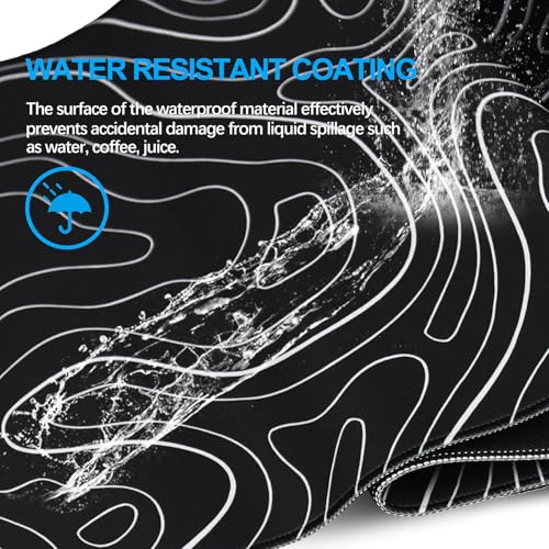 ANTERK Large Mouse Pad, Waterproof Gaming Mousepad with Non-Slip Rubber Base, Stitched Edges, XXL Computer Long Keyboard Mouse Mat for Gamer, Office & Home, 31.5" x 15.7", Black White Lines - Image 4