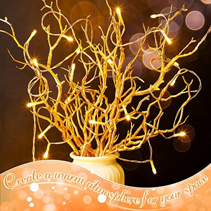 Geosar 13.8 Inch Small Manzanita Branches Plastic Faux Branches Artificial Antler Shaped Tree Branch Decorative Plant Twigs for Home Wedding Table Centerpiece Festival Decors(Gold,10 Pieces) - Image 3