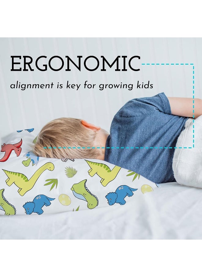 Little Sleepy Head Toddler Pillow with Toddler Pillowcase - Soft Hypoallergenic - Best Pillow for Kids! Better Neck Support and Sleeping! Better Naps in Bed, a Crib, or at School! Makes Travel Comfier! (Dinosaurs White)  - Image 4