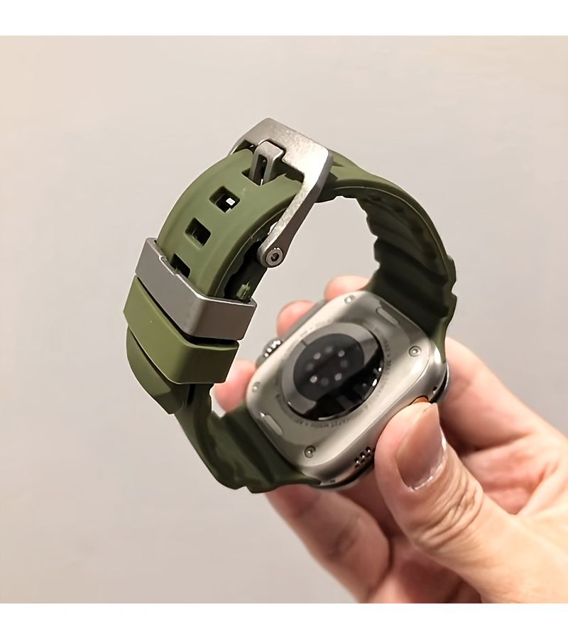 Outdoor Sports Strap For Apple Watch 10 9 8 7 6 5 4 3 2 1 SE Ultra Series 42mm 44mm 45mm 49mm 46mm Green Soft Comfortable Wristband Men Fashionable Replacement Accessory - Image 2