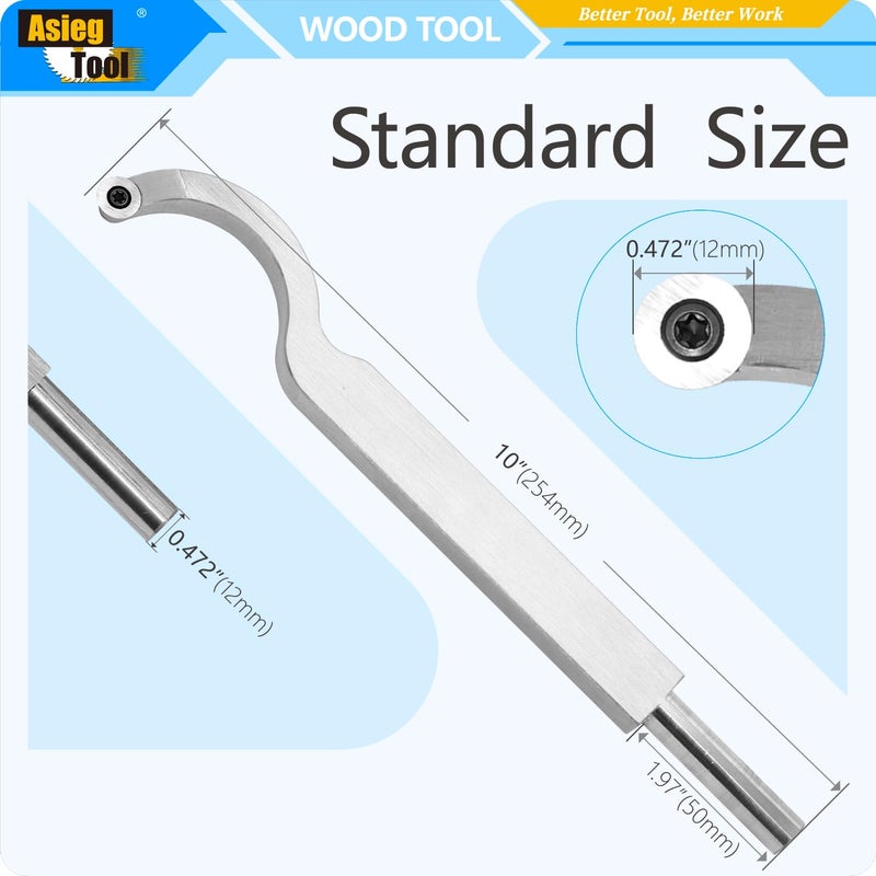 Asieg Tool Swan Hollower 10 Inches Wood Turning Tool Carbide Tipped Lathe Chisel Tool Bar with Ci3 12mm Round Carbide Insert Cutter for Wood Hobbyist or DIY or Carpenter, Handle not Include - Image 2