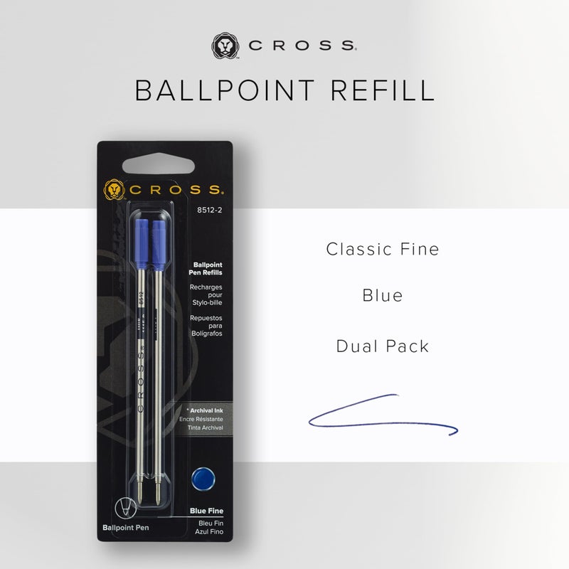 Cross Universal Ballpoint Pen Refill, Fine Point, Blue, 2-Pack (8512-2) - Image 2