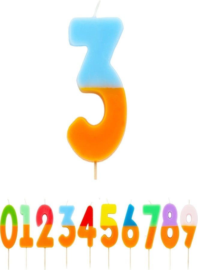 توكينج تيبلز شمعة رقم 3 برتقالية وزرقاء من Talking Tables لتزيين الكيك | زينة ملونة لتزيين كيك عيد الميلاد للأطفال، عيد ميلاد الأولاد الثالث عشر، عيد ميلاد البنات، ذكرى الزواج، المناسبات الخاصة - Image 1