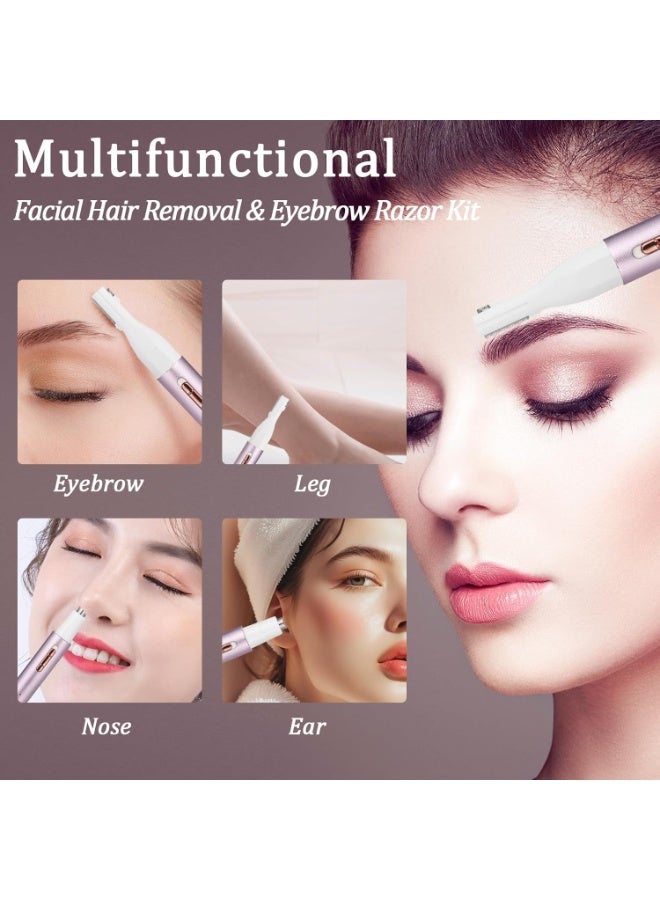 Nose & Ear Trimmer for Women and Men,2025 Rechargeable Eyebrow Razor & Face Shaver,Lady's Painless Portable Facial Hair Removal with Comb, Dermaplane Tool for face,Lips,Body,Leg (Purple) - Image 2