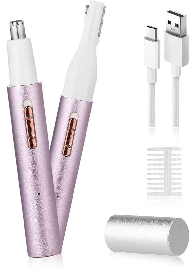 Nose & Ear Trimmer for Women and Men,2025 Rechargeable Eyebrow Razor & Face Shaver,Lady's Painless Portable Facial Hair Removal with Comb, Dermaplane Tool for face,Lips,Body,Leg (Purple) - Image 1