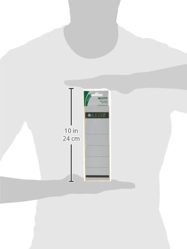 Leitz Self Adhesive Replacement Spine Labels for Standard 80 mm Lever Arch Files, Wide and Short, 61 x 192 mm, Paper, 16420085 - Grey/Light Grey, Pack of 10 - Image 2
