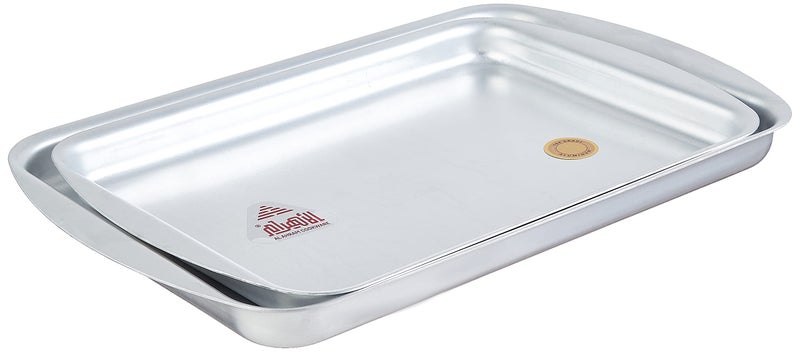 ALAhram Classic Aluminum Biscuit Sheet Set – 2-Piece Professional Baking Trays (35cm & 40cm) – Durable & Even-Heating Bakeware for Cookies, Pastries, and Roasting - Image 1