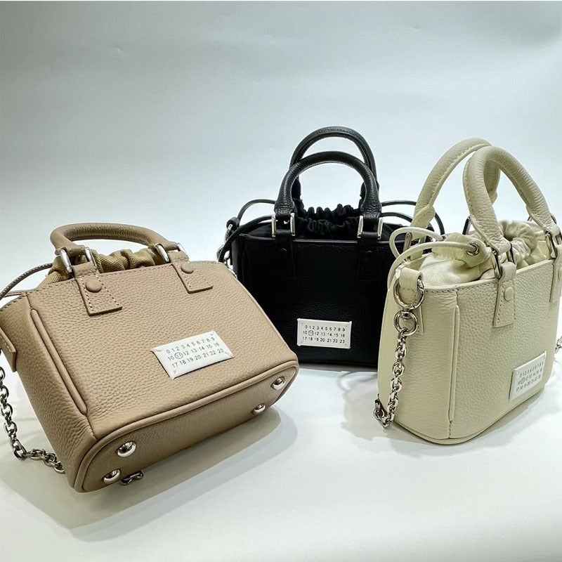 2024 New Arrival Spring and Summer Fashionable All-Match Top-Layer Calfskin Crossbody Single-Shoulder Portable Digital Drawstring Small Square Bag - Image 5