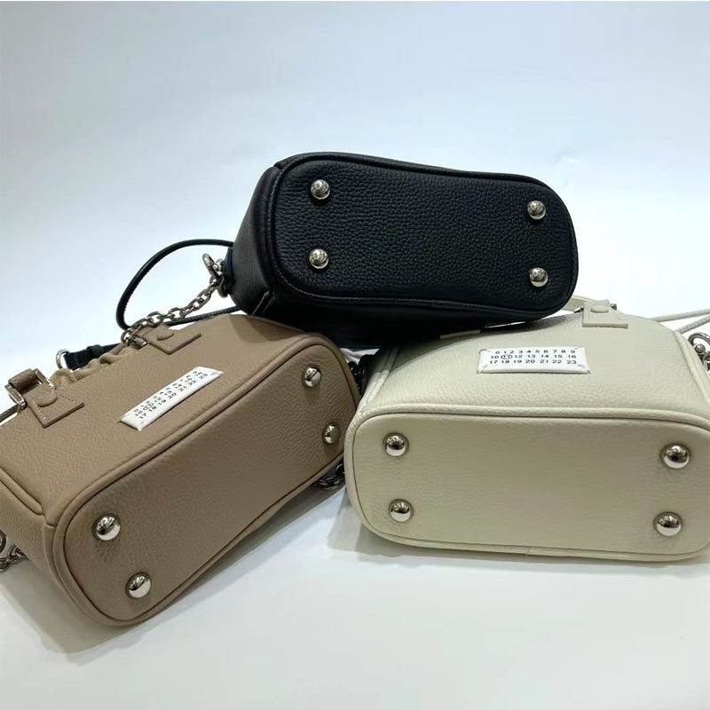 2024 New Arrival Spring and Summer Fashionable All-Match Top-Layer Calfskin Crossbody Single-Shoulder Portable Digital Drawstring Small Square Bag - Image 4