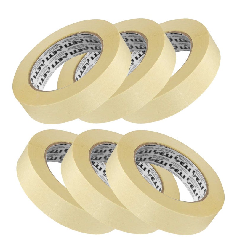 ETI Masking Tape for Carpenters & Painters 6 Rolls of 24mm X 20Mtr Each - Image 1