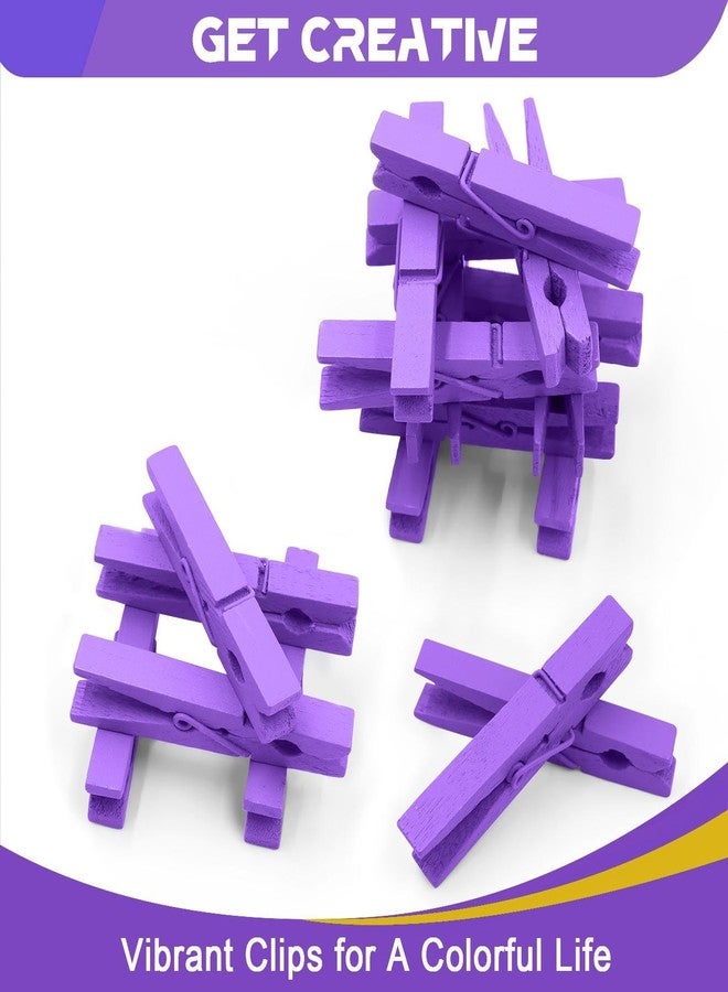 FeFu Colored Clothes Pins Wooden 100 Pack, Purple Clothespins Wood, Clothes Clips for Craft Shower Classroom, 2.9 Inch - Image 5
