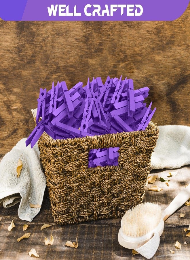 FeFu Colored Clothes Pins Wooden 100 Pack, Purple Clothespins Wood, Clothes Clips for Craft Shower Classroom, 2.9 Inch - Image 4