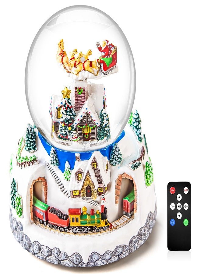Mr.Winder Musical Rotating Santa Claus Flying Over Village,Automatic Snowfall,Train, Christmas Snow Globe Music Box Gifts, for Women Wife Mom Girlfriend Daughter, Xmas Present,Plays 48 Classic Christmas Carols - Image 1