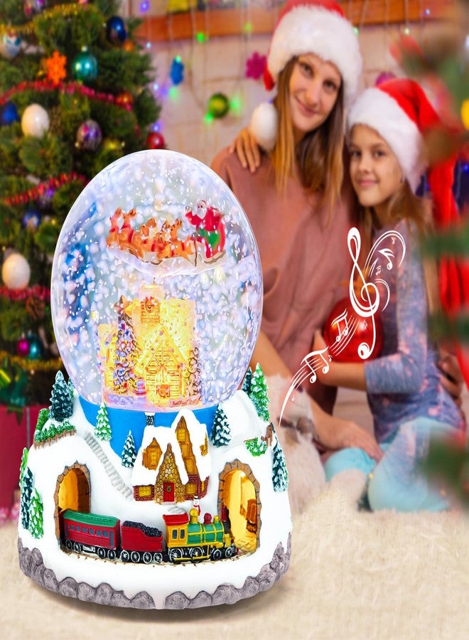 Mr.Winder Musical Rotating Santa Claus Flying Over Village,Automatic Snowfall,Train, Christmas Snow Globe Music Box Gifts, for Women Wife Mom Girlfriend Daughter, Xmas Present,Plays 48 Classic Christmas Carols - Image 5