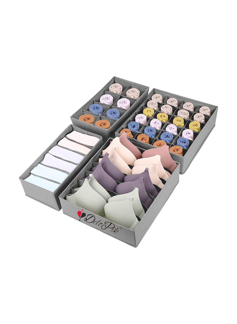DeloPik 4 PCS Clothes Organizer - Wardrobe Clothes Storage Box, Underwear Bra Organizer Closet Drawer Divider for Skirts Socks Bras Panties & Scarf - Image 1