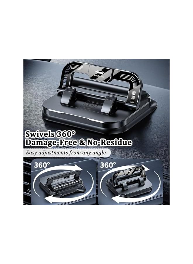 S-TOP Car Phone Holder Dashboard Mount with Suction Cup, 360° Rotating Phone Stand, Adjustable Portrait & Landscape Angle, Non-Slip Silicone Base, for iPhone Android Smartphones (Black) - Image 5