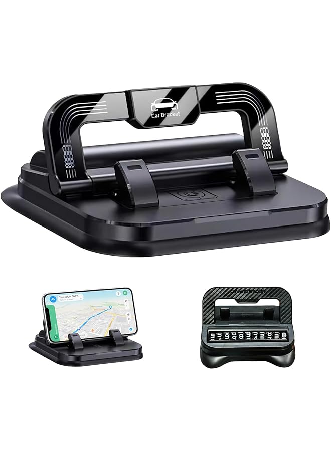 S-TOP Car Phone Holder Dashboard Mount with Suction Cup, 360° Rotating Phone Stand, Adjustable Portrait & Landscape Angle, Non-Slip Silicone Base, for iPhone Android Smartphones (Black) - Image 1