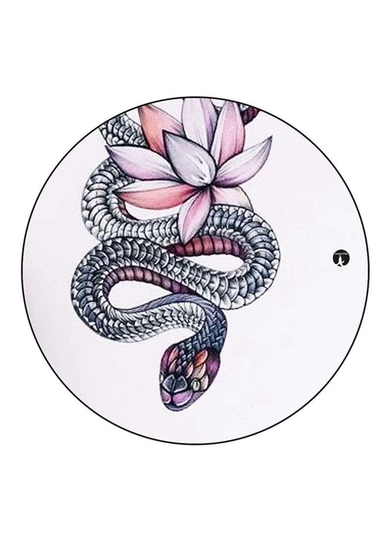 Snake Printed Mouse Pad Round  Multicolour