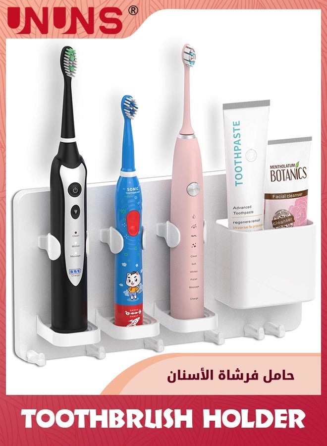 UNUNS حامل فرشاة الأسنان، شماعة حلاقة مثبتة على الحائط مع خطافات، حامل أدوات مائدة لفرشاة الأسنان الكهربائية ومعجون الأسنان للمطبخ، منظم الحمام - Image 1