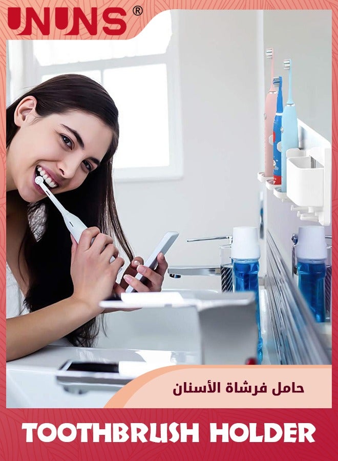 UNUNS حامل فرشاة الأسنان، شماعة حلاقة مثبتة على الحائط مع خطافات، حامل أدوات مائدة لفرشاة الأسنان الكهربائية ومعجون الأسنان للمطبخ، منظم الحمام - Image 4