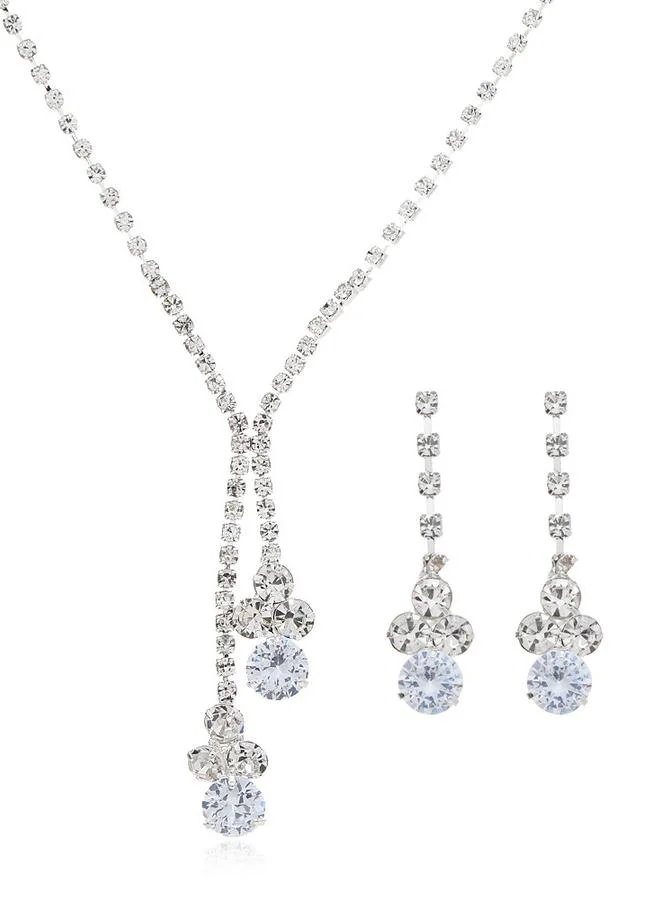 Take Two Silver Embellished Necklace and Earring Set