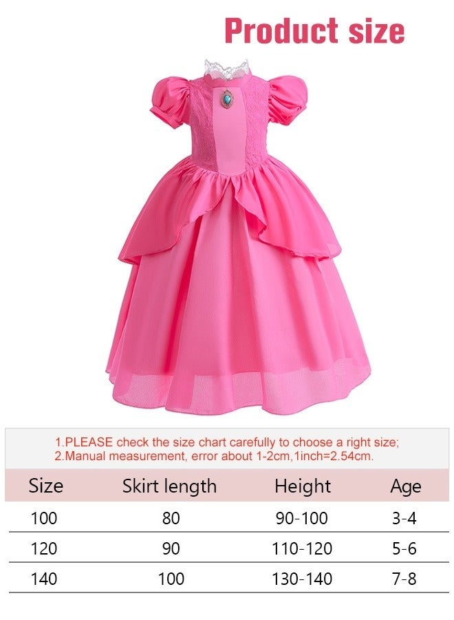 ميكسد الأميرة اللباس مجموعة ، مع 7 قطع من الملحقات ، رائع الأميرة اللباس ، الأكمام منفوش ، أنيقة الأميرة فتاة اللباس حتى الملابس ، ومناسبة جدا لحفلة عيد ميلاد ، حفلة موسيقية الملابس والماكياج ( 140 سم ) - Image 5