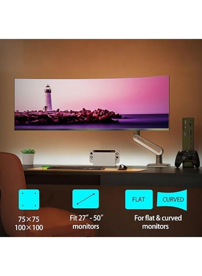 NB NORTH BAYOU A6 Gaming Monitor Arm – Fits 27" to 50" Flat, Curved & Ultrawide Screens – Heavy-Duty Stand Supports up to 18kg – Full Motion – VESA 75x75 / 100x100 Compatible – Built for Daily & Gaming Use - Image 5