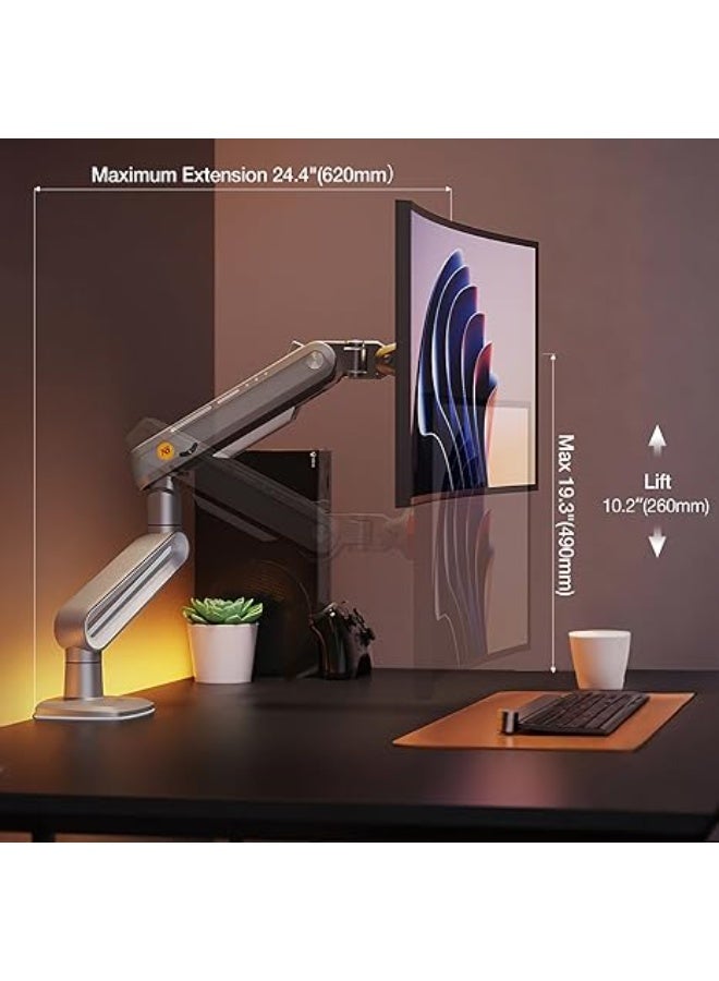 NB NORTH BAYOU A6 Gaming Monitor Arm – Fits 27" to 50" Flat, Curved & Ultrawide Screens – Heavy-Duty Stand Supports up to 18kg – Full Motion – VESA 75x75 / 100x100 Compatible – Built for Daily & Gaming Use - Image 4